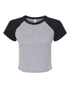 BELLA + CANVAS Women's Micro Rib Raglan Baby Tee - Athletic Heather/ Black