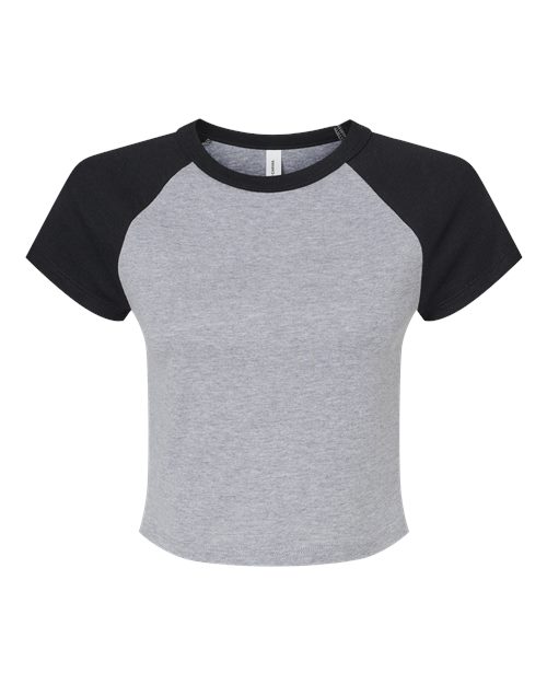 BELLA + CANVAS Women's Micro Rib Raglan Baby Tee - Athletic Heather/ Black