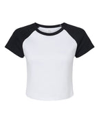 BELLA + CANVAS Women's Micro Rib Raglan Baby Tee - White/ Black