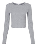 BELLA + CANVAS Women's Micro Rib Long Sleeve Baby Tee - Athletic Heather