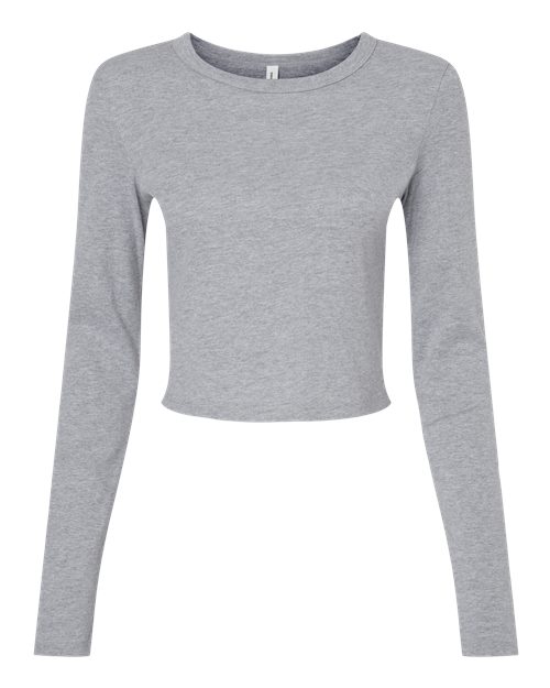 BELLA + CANVAS Women's Micro Rib Long Sleeve Baby Tee - Athletic Heather