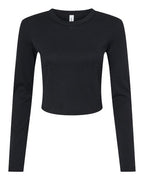 BELLA + CANVAS Women's Micro Rib Long Sleeve Baby Tee - Solid Black Blend