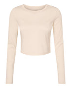 BELLA + CANVAS Women's Micro Rib Long Sleeve Baby Tee - Solid Natural Blend