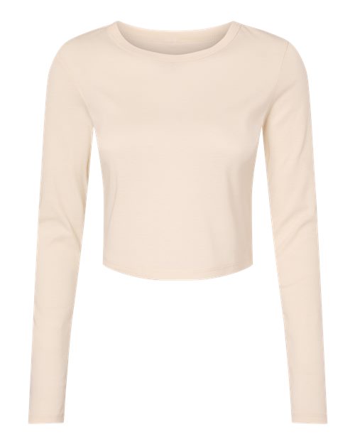 BELLA + CANVAS Women's Micro Rib Long Sleeve Baby Tee - Solid Natural Blend