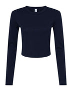BELLA + CANVAS Women's Micro Rib Long Sleeve Baby Tee - Solid Navy Blend