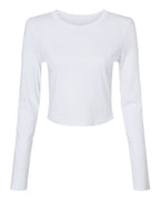 BELLA + CANVAS Women's Micro Rib Long Sleeve Baby Tee - Solid White Blend