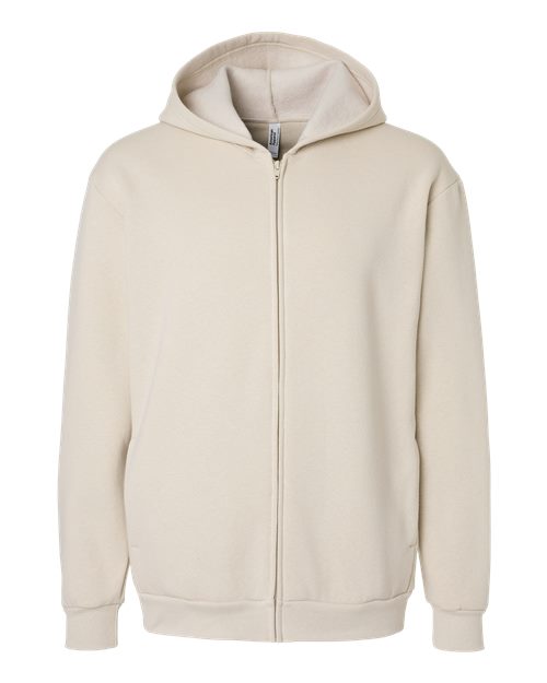 American Apparel Unisex ReFlex Fleece Full-Zip Hoodie Sweatshirt - Bone