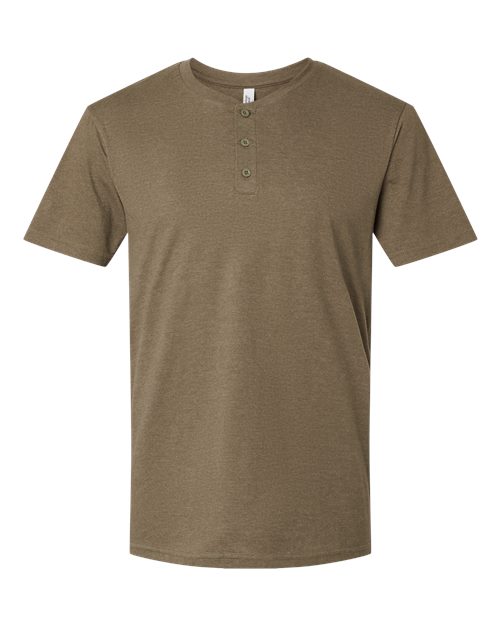 American Apparel Unisex CVC Henley Tee - Heather Army