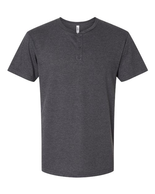 American Apparel Unisex CVC Henley Tee - Heather Charcoal