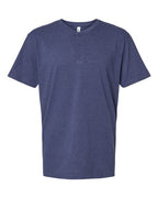 American Apparel Unisex CVC Henley Tee - Heather Indigo
