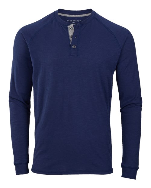 Boxercraft Unisex Henley Long Sleeve T-Shirt - Navy