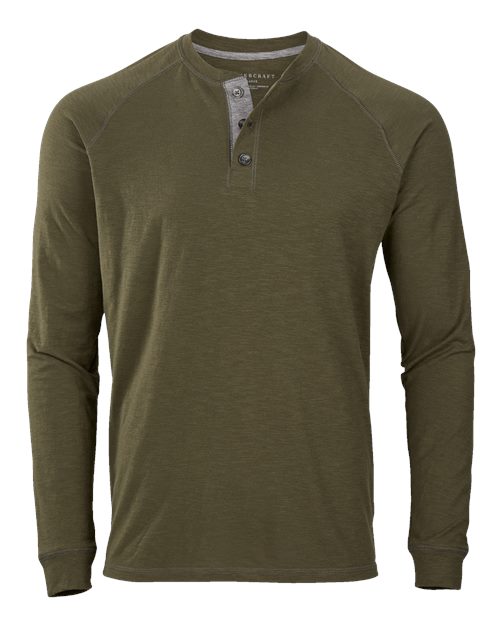 Boxercraft Unisex Henley Long Sleeve T-Shirt - Olive