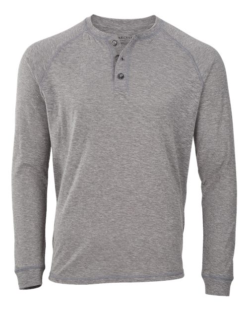 Boxercraft Unisex Henley Long Sleeve T-Shirt - Oxford Heather