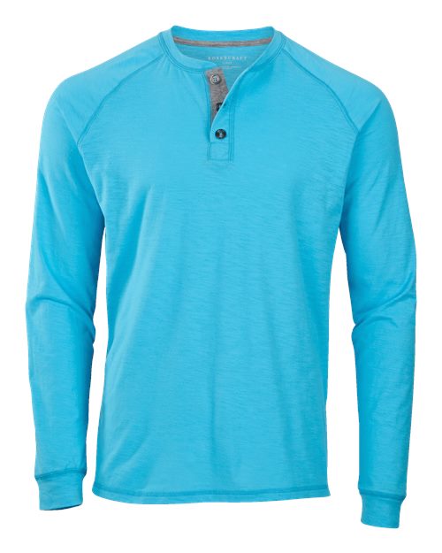 Boxercraft Unisex Henley Long Sleeve T-Shirt - Pacific Blue