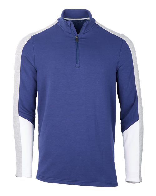 Boxercraft Men's Perfect Quarter-Zip Pullover - Navy/ Oxford Heather/ White