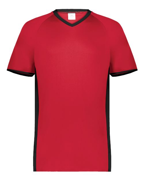 Augusta Sportswear Men's Cutter V-Neck Jersey (Part 2 of 2) - Scarlet/ Black