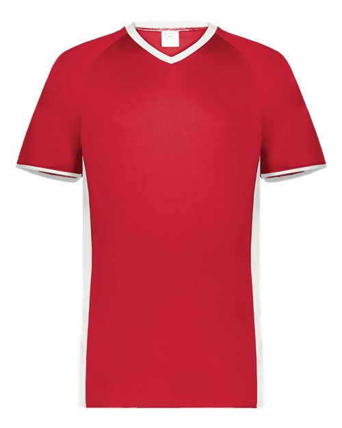 Augusta Sportswear Youth Cutter V-Neck Jersey - Scarlet/ White
