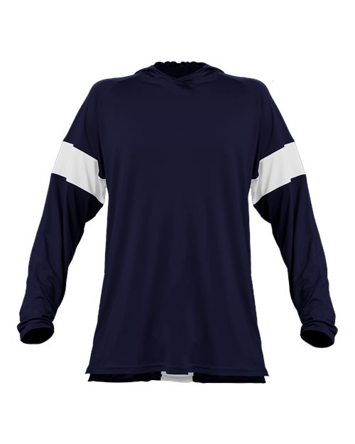Alleson Athletic Unisex Contender Hooded Long Sleeve T-Shirt - Navy/ White