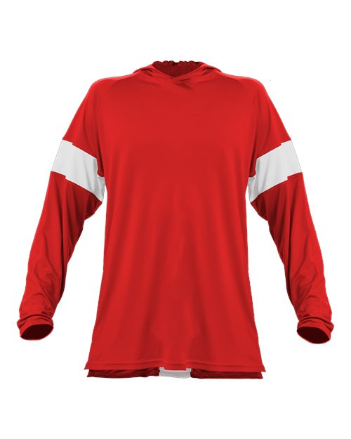 Alleson Athletic Unisex Contender Hooded Long Sleeve T-Shirt - Red/ White
