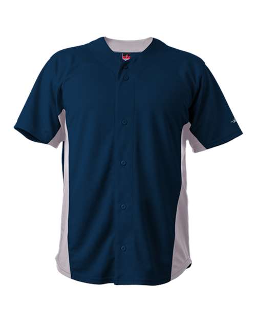 Alleson Athletic Unisex Crush Full Button Baseball Jersey - Navy/ Grey