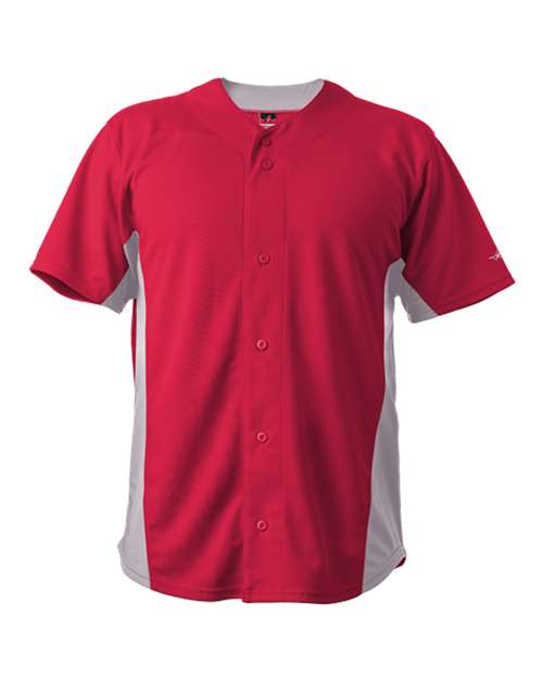 Alleson Athletic Unisex Crush Full Button Baseball Jersey - Red/ Grey/ White