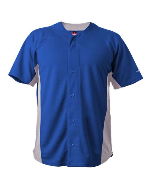 Alleson Athletic Unisex Crush Full Button Baseball Jersey - Royal/ Grey