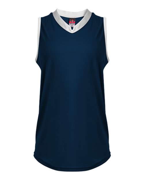 Alleson Athletic Women's Slide Fastpitch V-Neck Sleeveless Jersey - Navy/ White