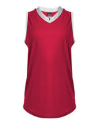 Alleson Athletic Women's Slide Fastpitch V-Neck Sleeveless Jersey - Red/ White