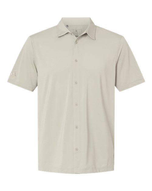 Adidas Men's Full Button Down Short Sleeve Shirt - Alumina