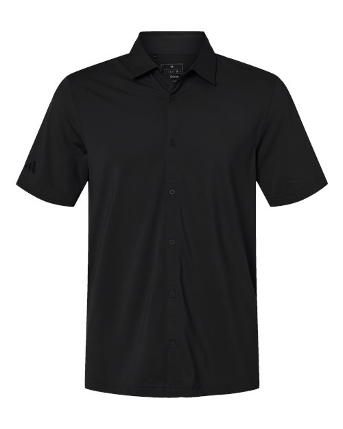 Adidas Men's Full Button Down Short Sleeve Shirt - Black