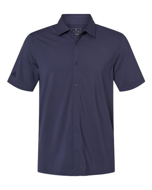 Adidas Men's Full Button Down Short Sleeve Shirt - Shadow Navy