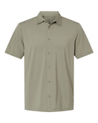 Adidas Men's Full Button Down Short Sleeve Shirt - Silver Pebble