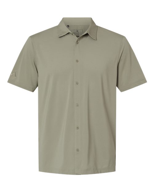 Adidas Men's Full Button Down Short Sleeve Shirt - Silver Pebble