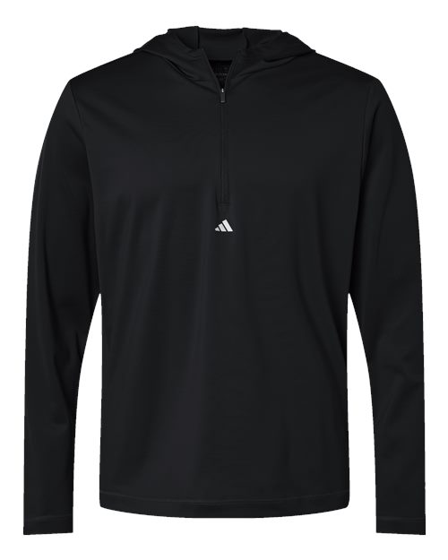 Adidas Men's Lightweight Quarter-Zip Hooded Pullover - Black