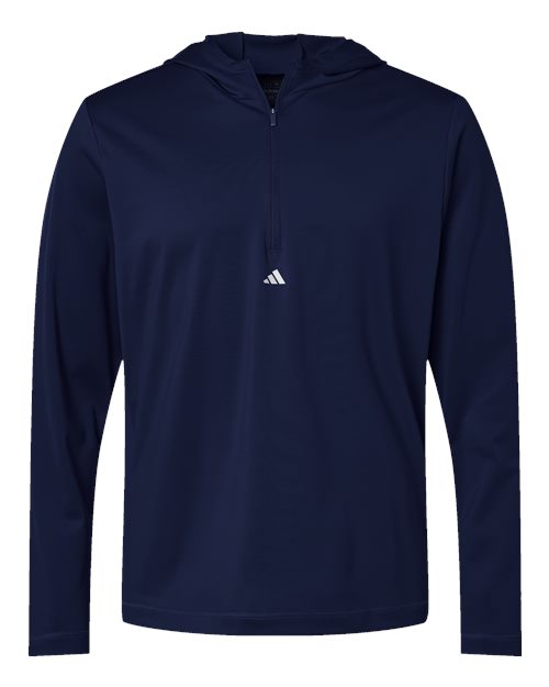 Adidas Men's Lightweight Quarter-Zip Hooded Pullover - Collegiate Navy