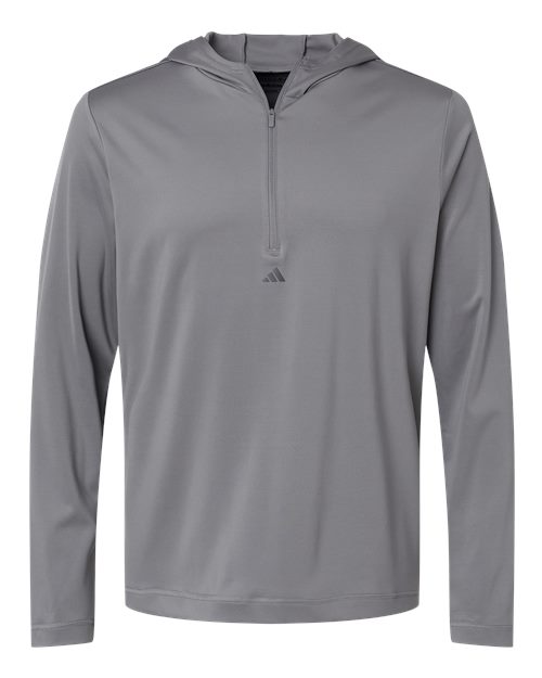 Adidas Men's Lightweight Quarter-Zip Hooded Pullover - Grey Three