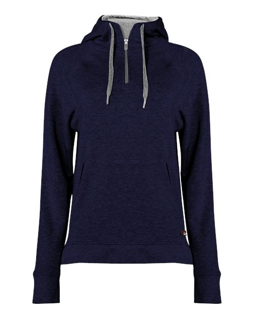 Badger Women's FitFlex French Terry Quarter-Zip Hooded Pullover - Navy