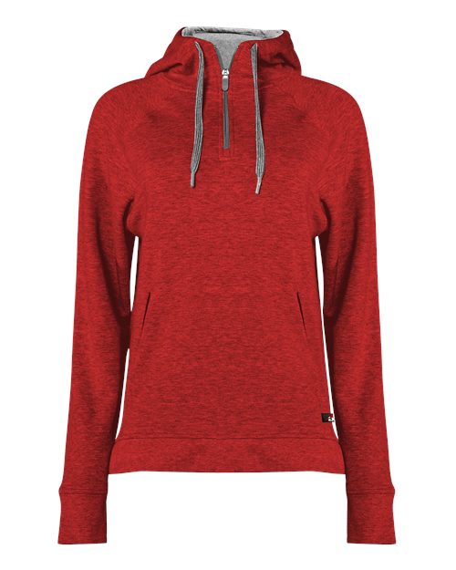 Badger Women's FitFlex French Terry Quarter-Zip Hooded Pullover - Red