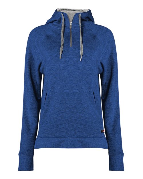Badger Women's FitFlex French Terry Quarter-Zip Hooded Pullover - Royal