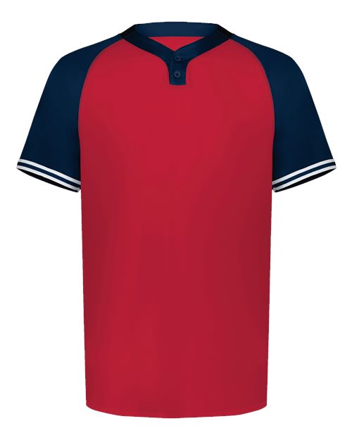 Augusta Sportswear Men's Cutter Henley Jersey (Part 1 of 2) - Scarlet/ Navy