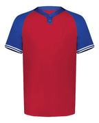 Augusta Sportswear Youth Cutter Henley Jersey - Scarlet/ Royal