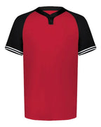 Augusta Sportswear Youth Cutter Henley Jersey - Scarlet/ Black