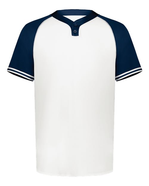 Augusta Sportswear Youth Cutter Henley Jersey - White/ Navy