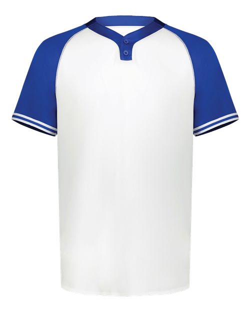 Augusta Sportswear Youth Cutter Henley Jersey - White/ Royal