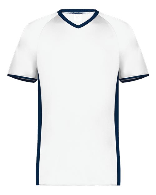 Augusta Sportswear Men's Cutter V-Neck Jersey (Part 2 of 2) - White/ Navy