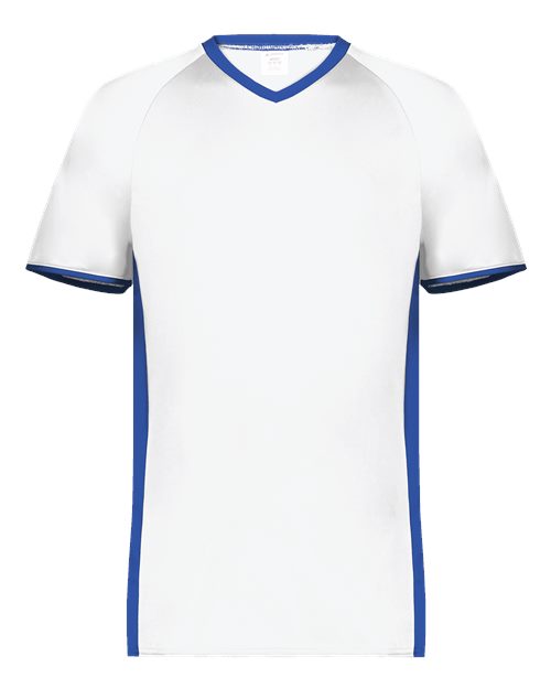 Augusta Sportswear Men's Cutter V-Neck Jersey (Part 2 of 2) - White/ Royal