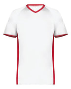 Augusta Sportswear Men's Cutter V-Neck Jersey (Part 2 of 2) - White/ Scarlet