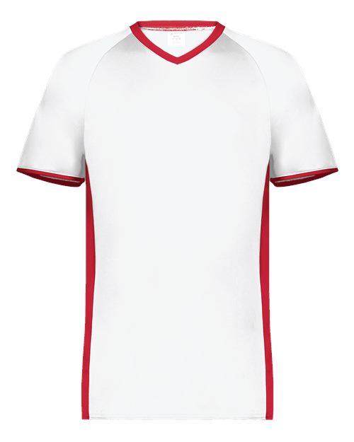 Augusta Sportswear Men's Cutter V-Neck Jersey (Part 2 of 2) - White/ Scarlet