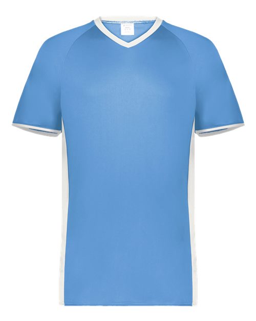 Augusta Sportswear Youth Cutter V-Neck Jersey - Columbia Blue/ White