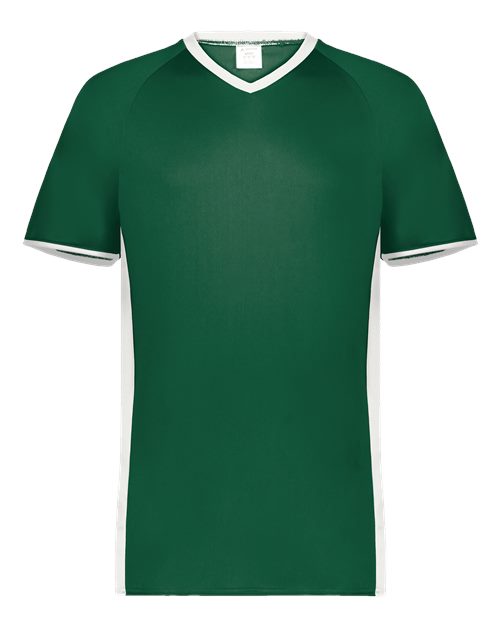 Augusta Sportswear Youth Cutter V-Neck Jersey - Dark Green/ White